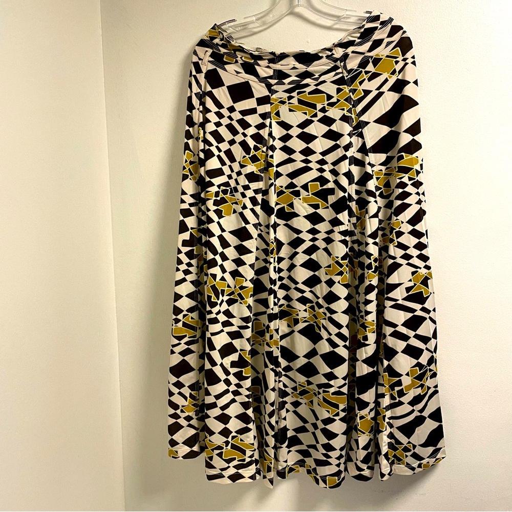 Lapis Geometric Maxi Skirt Belted Size L Black,Cream,Green.